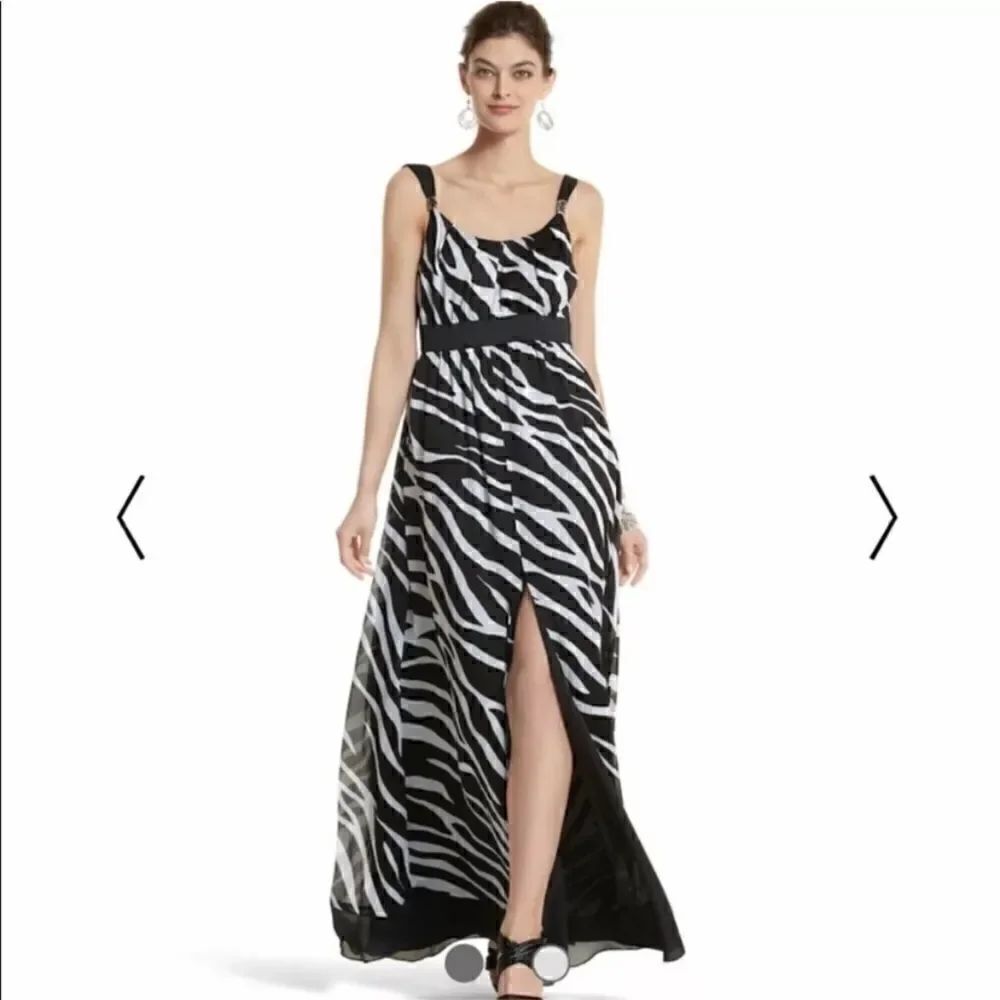 WHITE HOUSE BLACK MARKET Zebra Print Maxi Dress size 6